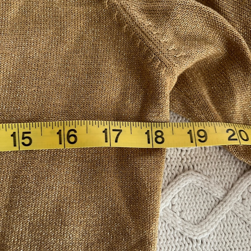 New York & Company Gold Metallic Wrap Blouse Sweater Women’s size medium - Picture 15 of 16